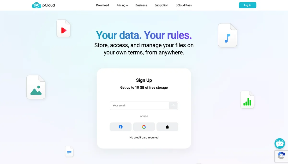 pCloud interface